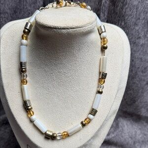 Classic White and Gold Bead Necklace for Women